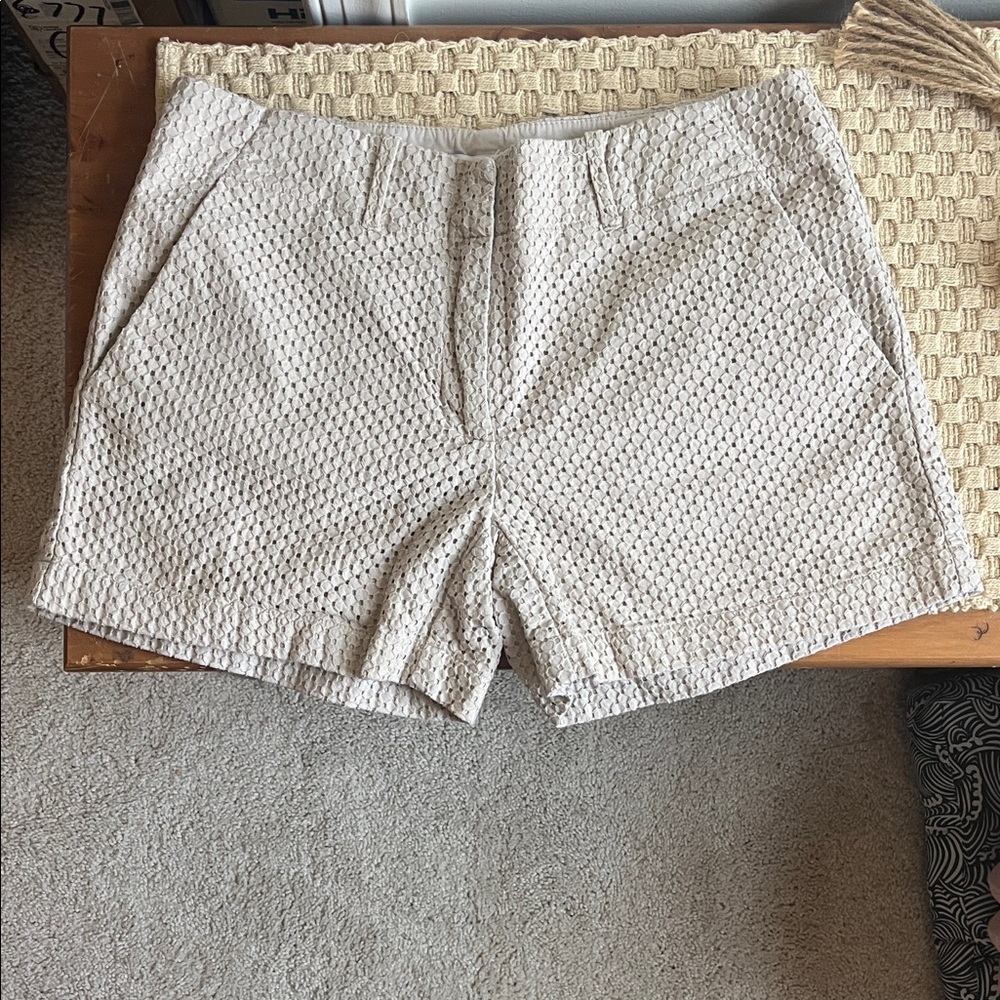 New York & Company Beige Textured Bermuda Shorts